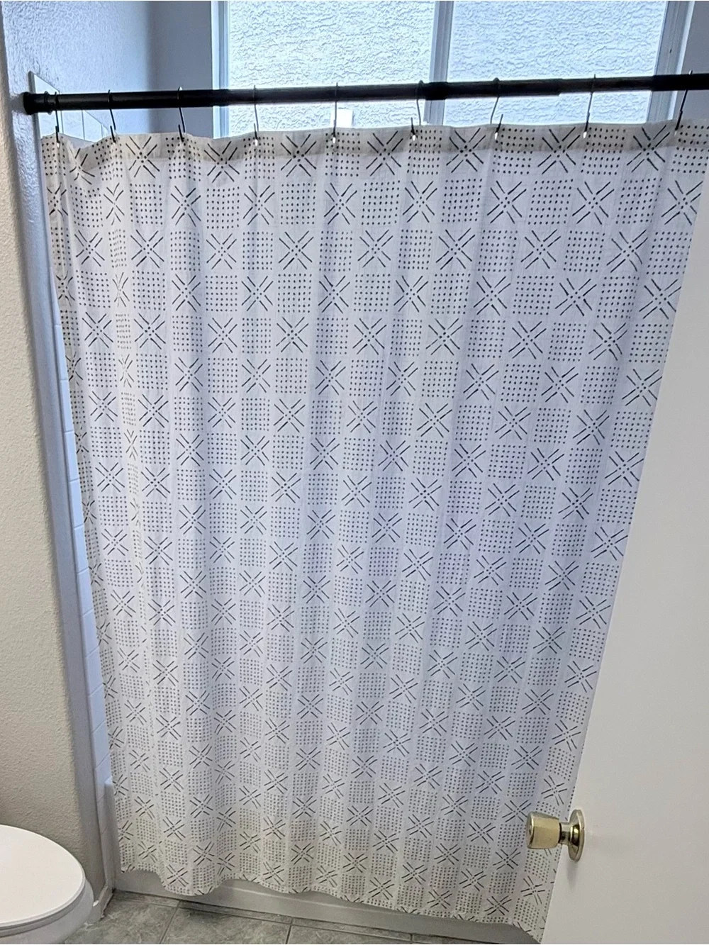 White Geometric Shower Curtain - Threshold
